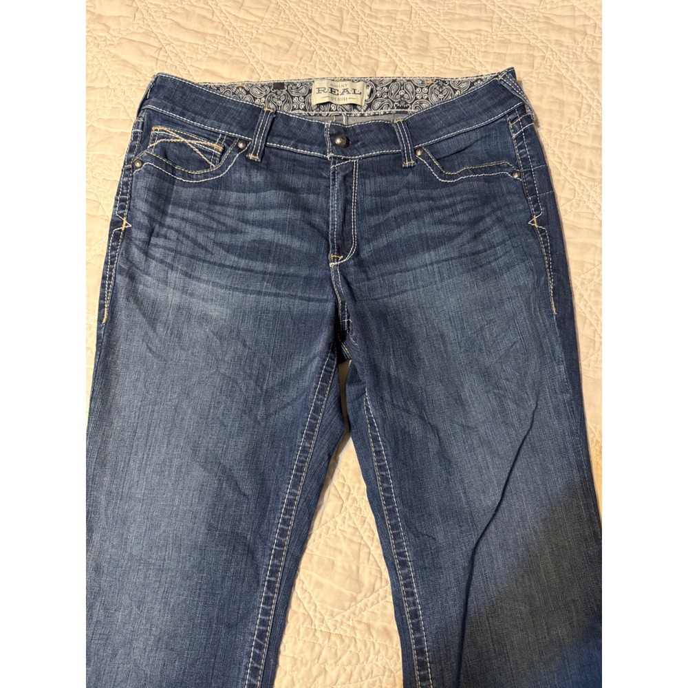Ariat REAL Riding Jean Women 34R Blue Ocean Whipstitch Bootcut Denim - Picture 5 of 12